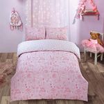 Dreamscene Bed Linen Set, Blush Pink White, Junior/Cot Bed