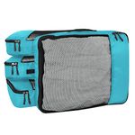 FATMUG Polyester Packing Cubes Travel Pouch Bag Suitcase Luggage Organiser Set of 4 - Large Size - Sky Blue