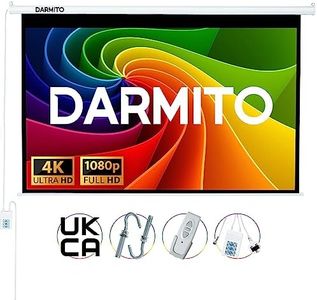 Darmito 120 16:9 Electric Motorised Projector Screen, Full HD 3D 4K 8K Matt White +1.2 Gain, with Remote Control, For Meeting School Home Cinema Theater Movie TV DVD Indoor