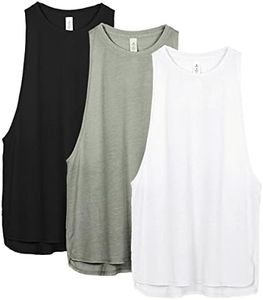 icyzone Workout Tank Tops for Women - Running Muscle Tank Sport Exercise Gym Yoga Tops Athletic Shirts(Pack of 3) (XS, Black/White/Grey)