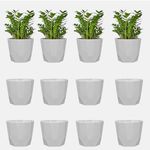 YUCCABE ITALIA SHERA Hexa 8 Inch Pack of 12 Piece Plastic Plant Pot for Home Decor Indoor Plant Pots for Living Room Plastic Flower Pot for Garden (White)