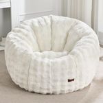 Hobestluk Bean Bag Chairs Large Bean Bag Couch for Adults Stuffed Lazy Sofa Chair Comfy Floor Chair with Spacious Design for Reading, Gaming or Relaxing (White)