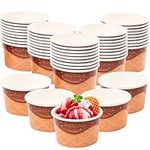 MATANA Disposable Ice Cream Tubs (240ml) - Ice Cream Cone Design - Paper Dessert Cups, Ice Cream Bowls, Ice Cream Pots - Leak-Resistant, Sturdy & Recyclable Cardboard (50 Pack)