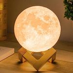 Mydethun Moon Lamp, 4.7 inch - 3D Printed Lunar Lamp - Moon Light - Night Lights for Kids Room, Women, Home Decor, Gifting - USB Charging - Touch Control Brightness - White & Yellow