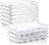 12 Pcs A4 File Portable Project Case 14.33 x 9.84 x 1.97 Inch Clear Plastic Stackable Storage Box with 6 Lids and Handles Office Supplies Documents Storage Case for Organizing File, Photo, Scrapbook