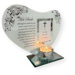 Her smile - Inspirational poem, candle and photo holder glass memorial plaque