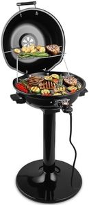 Electric Grill Outdoor, CUSIMAX Electric BBQ Grill, 1600W Portable BBQ with Lid for Cookouts, BBQ Gatherings, Small Spaces, Adjustable Heat, Removable Stand Grill, Oil Collector