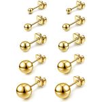 AllerPierce Hypoallergenic Gold Ball Earrings Studs Set Cartilage Earrings Stainless Steel Round Ball Studs Earrings for Women Men 3mm-8mm（10Pcs）