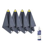 loukin 4pcs Magnetic Whiteboard Cleaning Cloth, Dry Erase Cleaning Cloth for Classroom, Home and Office Use, Reusable and Washable, Gray, 12" x 12", Free 3.4oz Whiteboard Cleaner Included