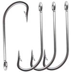 50pcs/lot Fishing Hooks Saltwater 420 Stainless Steel Fishing Hooks O' Shaughnessy Forged Trolling Saltwater Fishing Hooks Size 1/0~10/0(6/0(Pack of 50))