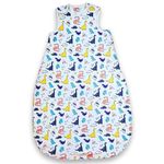 TuddyBuddy Baby Cotton Wearable Quilted Sleeping Bag Blanket 1.5 Tog with 2 Way Zipper Closure | Ideal for Babies & Kids Hypoallergenic Fabrics | (Dino All Over Printed - White, 0-6 Months)