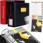 HAUTOCO Show-Bill Binder with Sleeves Theater Program Holder with Contents Page 36 Sheet Top Flap Protectors and Numbering Stickers, D-Ring Binder Organize 8.5" x 5.5" Broadway Show-Bills, Black