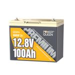Power Queen 12V 100Ah Group 24 Battery, 1280Wh Deep Cycle LiFePO4 Battery with 100A BMS, 15000+ Cycles Higher Energy Density, Rechargeable Battery for RVs, Camping, Marine & Solar Home System