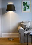 Divine Trends Floor Lamp Standing Modern Silver 5Ft Height Black Lampshade 16 Inches - Metal, Led