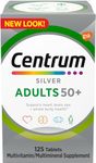 C.entrum Silver Multivitamin for Adults 50 Plus, Multivitamin/Multimineral Supplement, Non-GMO Ingredients, Supports Memory and Cognition in Older Adults - 125 Ct