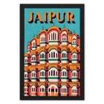 Ritwika's Hawa Mahal Jaipur Heritage Historical Palace - Original Artwork Poster Framed Painting | Perfect For Home Decor and Gift | With Glass, Size 13.5 x 19.5 Inch, Set of 1