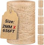 Natural Jute Twine String,Bulk Jute Rope Cord Twine for Crafting Gardening,Roll of Thick and Thin Twine for Gift Wrapping,Brown Decorative Rope,Ornament Twine for Cat Scratch Post