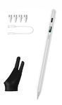 Seiben New Generation Digital Display of Charging Level, Active Universal Stylus Pen for iOS and Android Tablet/Phone, White. Not compatilble with Xiaomi Tablets