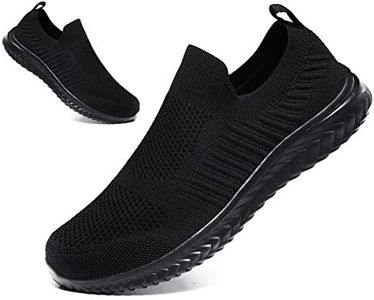 SPRGREEN Mens Running Shoes Casual Breathable Walking Shoes Slip-On Shoes Athletic Fashion Sneakers Mesh Workout Sports Shoes Ultra Lightweight Comfortable, Black, 10.5