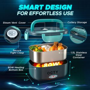 OCTY Electric Heated Lunch Box, 1.5L – Green Portable Food Warmer
