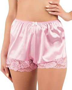 Satini Women's Lingerie Lace Briefs Panties French Knickers Satin Shorts (Baby Pink, Medium)