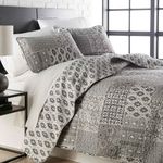 Southshore Fine Living, Inc. Global Patchwork Collection - Oversized Reversable Quilt Set, Full/Queen, Grey