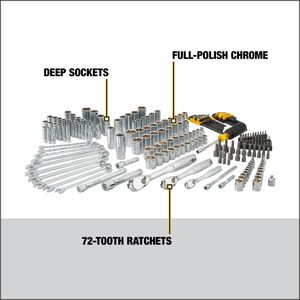 DEWALT Mechanics Tool Set, 205-Piece – Sockets, Wrenches & More