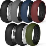 ThunderFit Men Breathable Air Grooves Silicone Wedding Rings, Rubber Engagement Bands 7.8mm Wide 1.8mm Thick - 1/2/3/4/6/7 Variety Multipack, 7.5 - 8 (18.20mm), Silicone