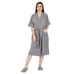 RANGOLI SOFT ABSORBENT DURABLE TOWELS Noble 100% Cotton Bathrobes For Men&Women,400 Gsm|Ultra-Soft,Lightweight&Highly Absorbent Luxurious Bath Gown/Bath Robe With Matching Slippers|Grey,L