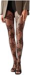 Milumia Women's Floral Patterned Lace See Through Pantyhose Stockings Hollow Tights Black One-Size