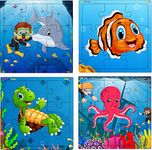 Fiddlys Wood Jigsaw Puzzles for Kids & Children - 9 Pieces (Sea, Pack of 4) Age 3+