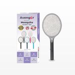 Avenger Mosquito Swatter Bat | Mosquito Killer Racquet | Insect Killer & Fly Swatter Bat | Rechargeable 500mAh Battery | 6 Months Warranty by Avenger | Made in India (Grey)