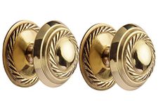 HOBKNOBS Georgian Polished Brass (38 mm Dia) Cabinet Drawers/Wardrobe Kitchen Door Pull Handle Knobs - Brownish Gold