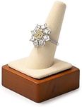 Woodten Single Finger Solid Wood Ring Display Stand Jewelry Showcase Display Holder for Ring(Beige)