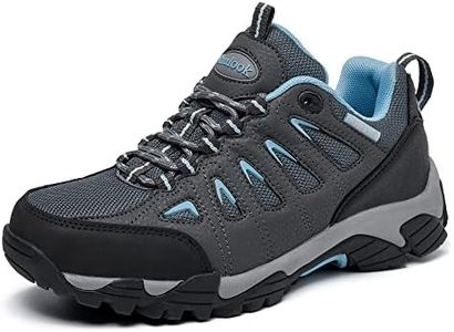 SHULOOK Hiking Shoes Women | Waterproof Shoes for Women | Comfortable & Light-Weight & Non-Slip | Women's Hiking Shoes Walking Trekking Camping Tennis Sport Sneakers Grey Blue 10.5, Grey Blue, 10.5