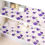 Kuber Industries Shelf Liner | PVC Kitchen Cabinet Shelf Mat | Shelf Mat for Drawer Organizer | Fridge Mat | Table Placemat | Purple Flower Wardrobe Mat | 10 Meter | White