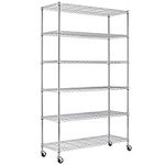 BestOffice 6 Tier Wire Shelving Unit Heavy Duty Metal Shelves Organizer Heavy Duty Storage Unit Wire Rack Commercial Grade Utility for Bathroom Office 2100LBS Capacity-18x48x82,Chrome