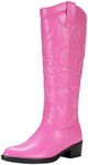 Vepose Women's 9810 Cowboy Boots Embroidered Slim Calf Western Cowgirl Knee High Boots,Pink,Size 8.5M US (CJY9810 Pink 08.5)