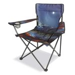 LANMOUNTAIN Folding Camping Chair,Portable Lawn Chair w/Cup Holder,Carry Bag,Heavy Duty Outdoor Camp Chair for Adults,Perfect for Garden,Hiking,Picnics and Beach Trips,Moon Mountain