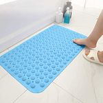 HOKIPO Anti-slip Bathroom Shower Mat With Suction Cups (Blue, PVC, 46 cm X 78 cm)