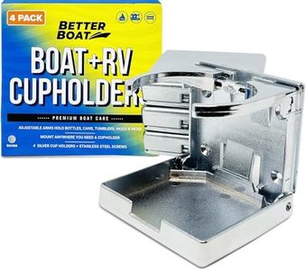 Boat Cup Holder 4 Pack Folding Drink Holders Wall Mount for Boat RV Pontoon Motorhome, Weather Resistant Silver Marine Cup Holders - Better Boat