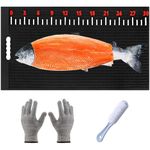 Fish Fillet Mat, 32"x16" Extra Large Nonslip Fish Cleaning Board with Measuring Decal, Portable Silicone Fish Fillet Cutting Board Fish Cutting Mat with Cut Resistant Gloves and Cleaning Brush