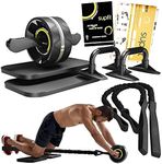 SUPFIT Ab Roller Wheel, 6 in 1 Ab Roller kit with Knee Pads, Push-Up Bars, Resistance Bands, Workout Poster, Workout Guide, Perfect Home Gym Equipment for Men Women Abdominal Exercise