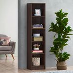 DeckUp Lexis 5-Shelf Engineered Wood Book Shelf and Display Unit (Walnut, Matte Finish)