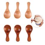 LZZEM 6Pcs Wooden Salt Spoon Solid Salt Wood Condiments Spoon Mini Wood Spoon with Short Handle Coffee Tea Sugar Mustard Spoons Honey Teaspoon