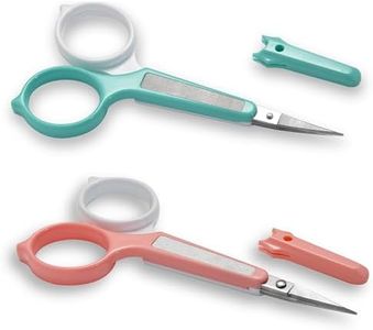PAFASON Stainless Steel Curved and Straight Eyebrow Grooming Scissor Set with Safety Cover for Trimming Shaping Eyelash Extensions Eyebrow