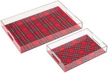 Mud Pie Acrylic Tartan Trays, small 8" x 12" | large 12" x 18", RED