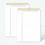 Regolden-Book To Do List Notepad Spiral Planner, Daily Task Tracker with Wide Lined Notebooks, List Maker, Daily Schedule Tracking College Ruled Flexible Cover To Do List Journal, Grocery Checklist for Teacher/Men/Women, 104 Pages (6"x8.5")2Pack