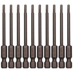 Sipery 10Pcs Hex Head Allen Wrench Drill Bits H2.5 (2.5mm) S2 Steel Magnetic Hexagon Hex Head Screwdriver Bits 1/4 Inch Hex Shank 3 Inch Long Drill Bit