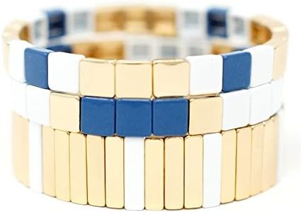 Cedar and Ink Blue and Gold Stackable Bracelets, Tile Bracelets for Women, Stretchy Bracelets, Enamel Bangle Bracelet, Gifts for Women- Nautical Mile